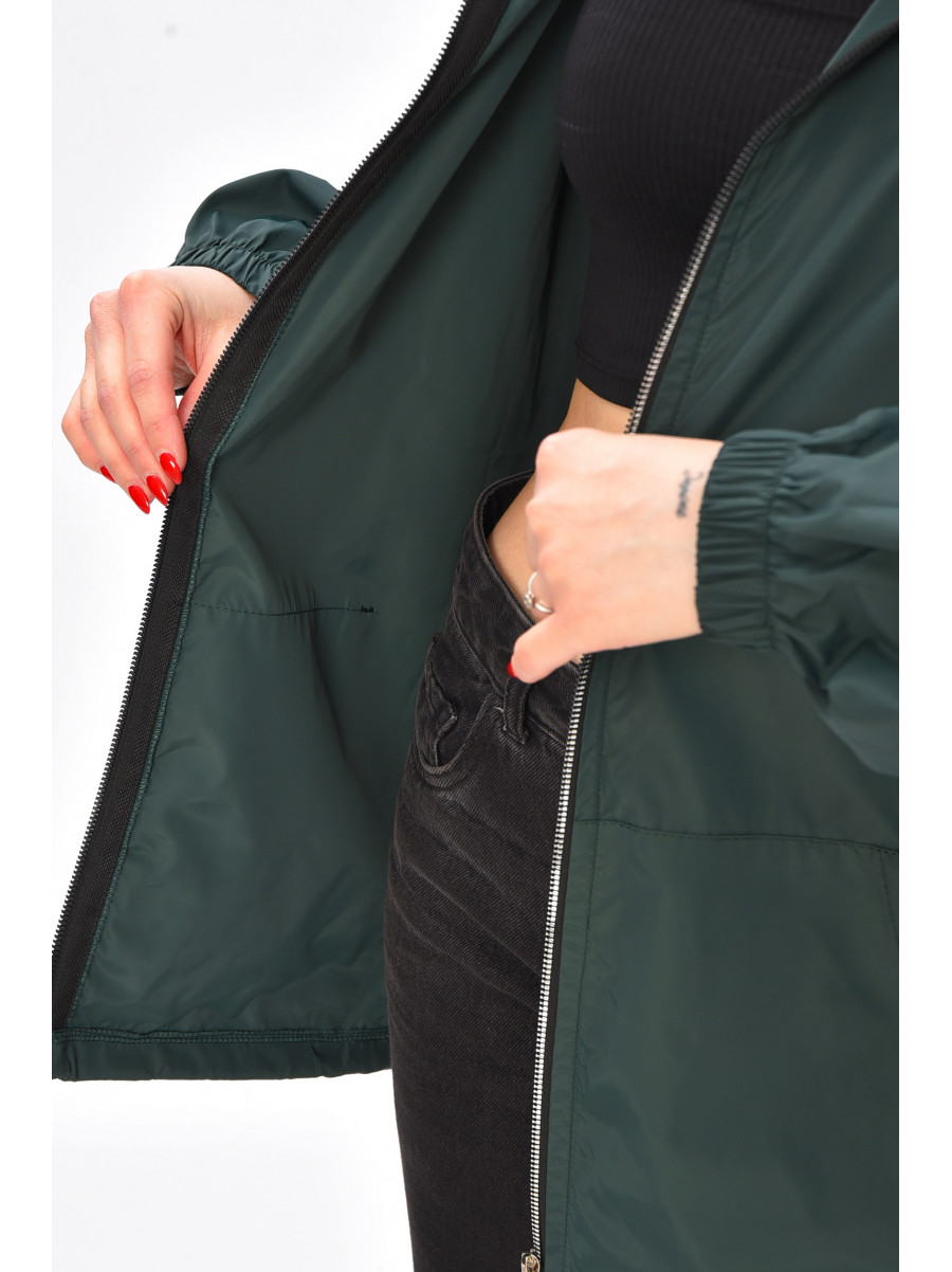 Ветровка женская однотонная тёмно-зеленого цвета 1002 209017C