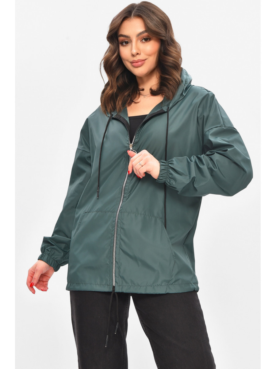 Ветровка женская однотонная зеленого цвета 1002 209018C