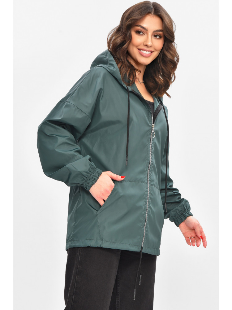 Ветровка женская однотонная зеленого цвета 1002 209018C
