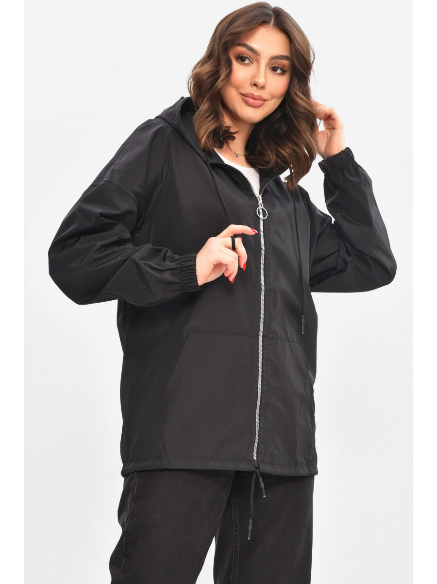 Вітровка жіноча однотонна чорного кольору 1002 209020C