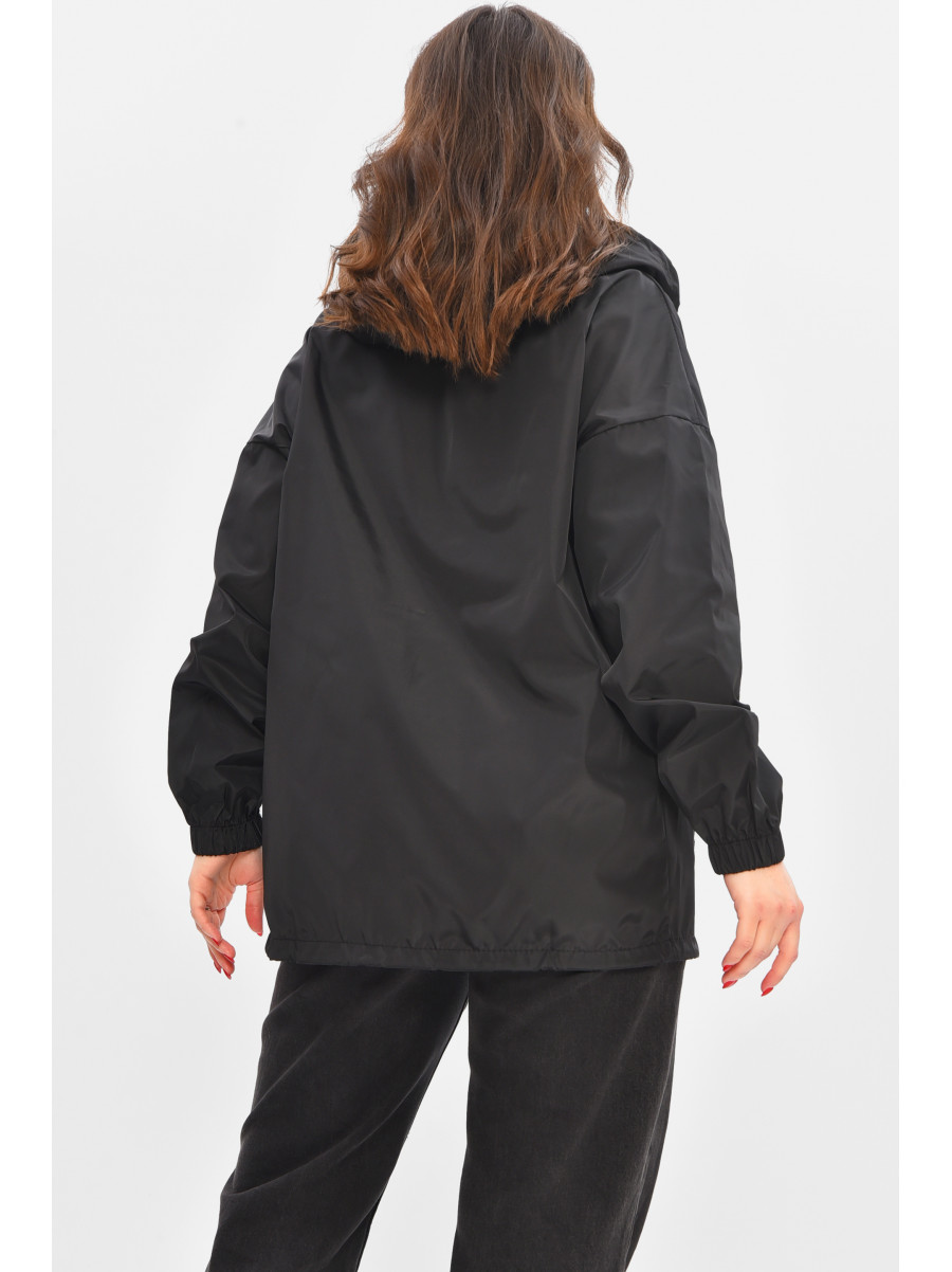 Вітровка жіноча однотонна чорного кольору 1002 209020C