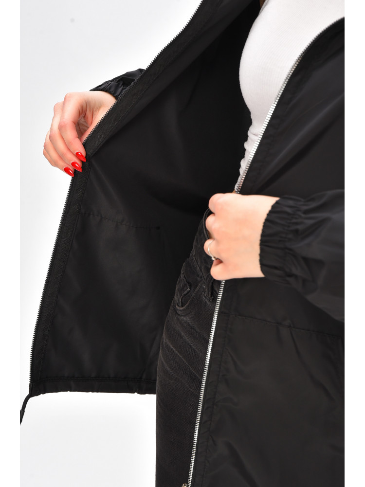 Вітровка жіноча однотонна чорного кольору 1002 209020C