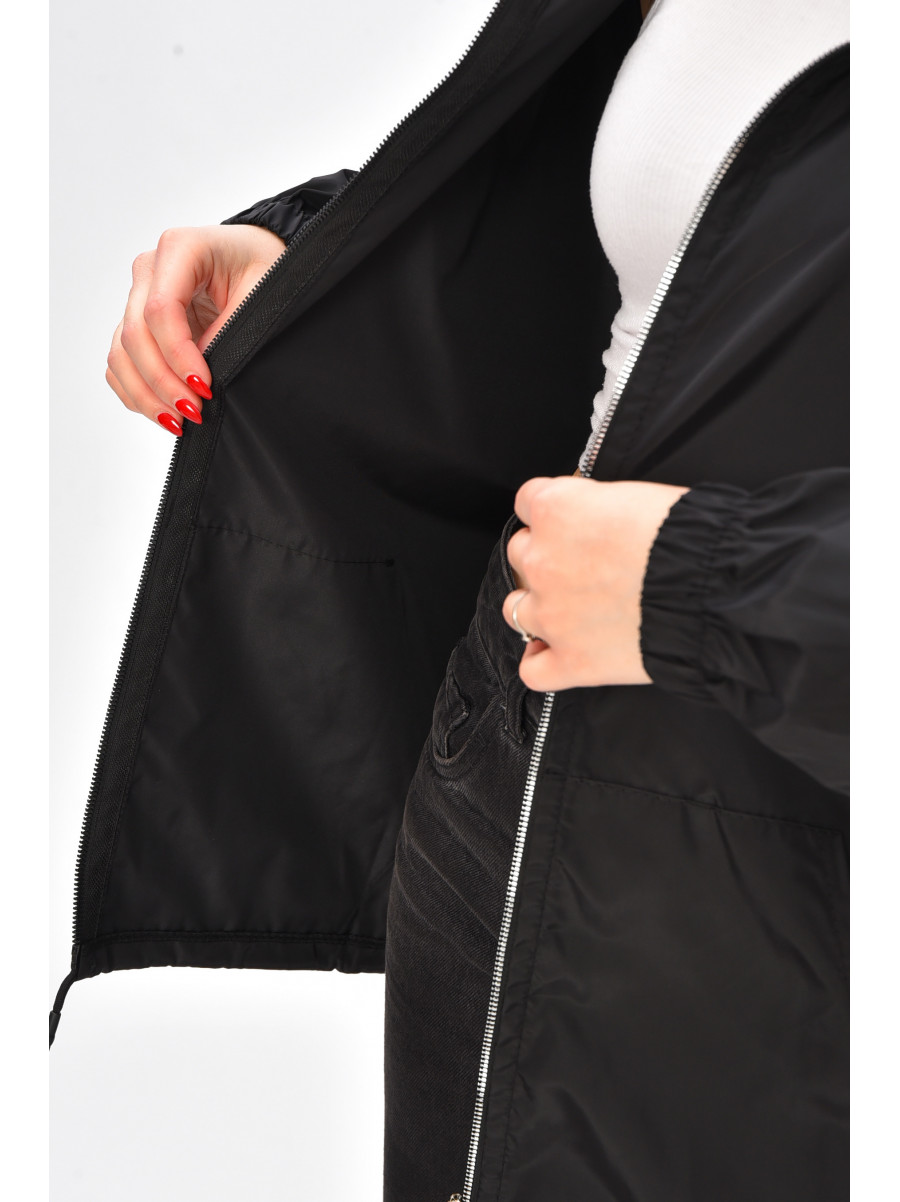 Вітровка жіноча однотонна чорного кольору 1002 209020C