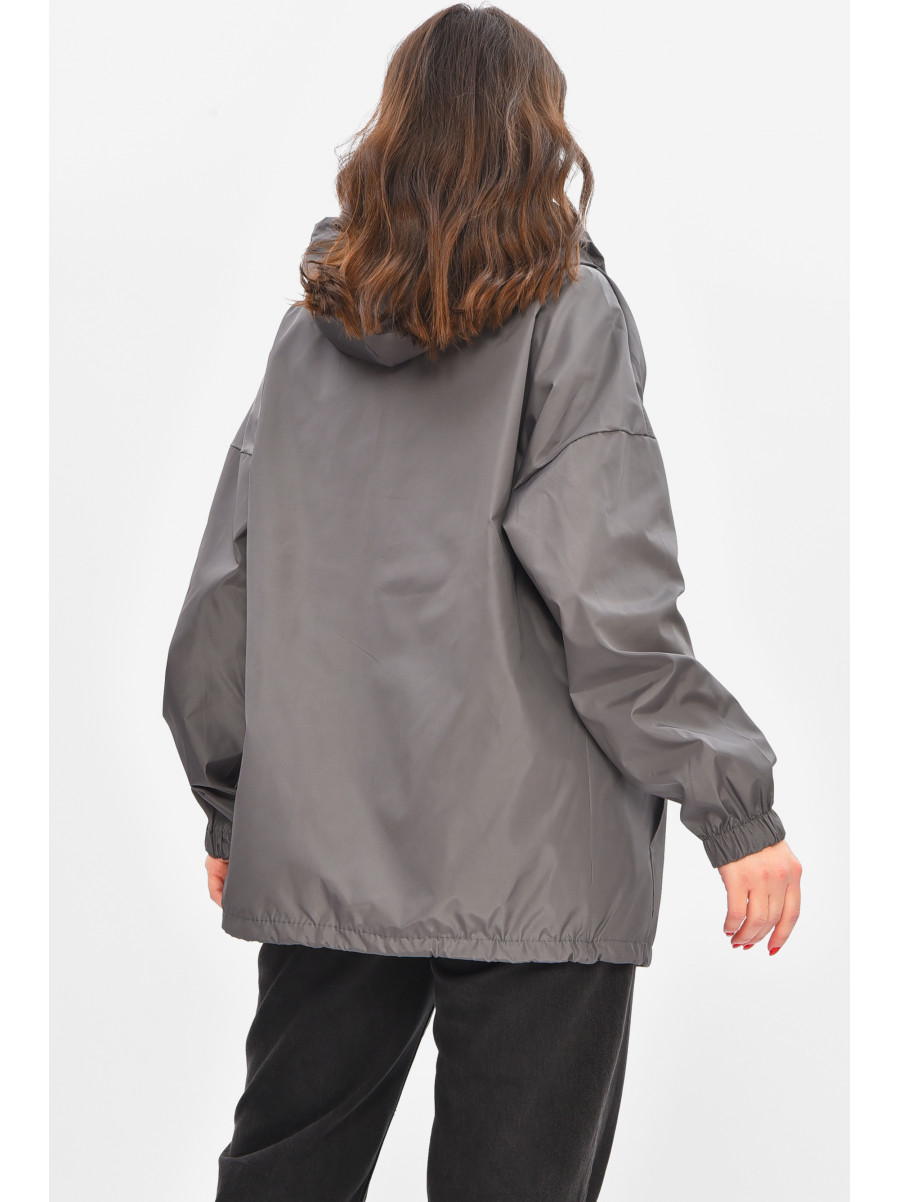 Ветровка женская однотонная серого цвета 1002 209021C