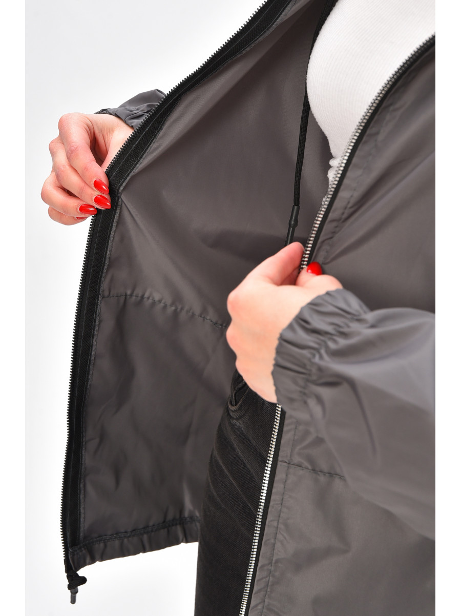 Ветровка женская однотонная серого цвета 1002 209021C