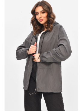 Ветровка женская однотонная серого цвета 1002 209022C