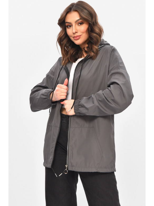 Ветровка женская однотонная серого цвета 1002 209022C