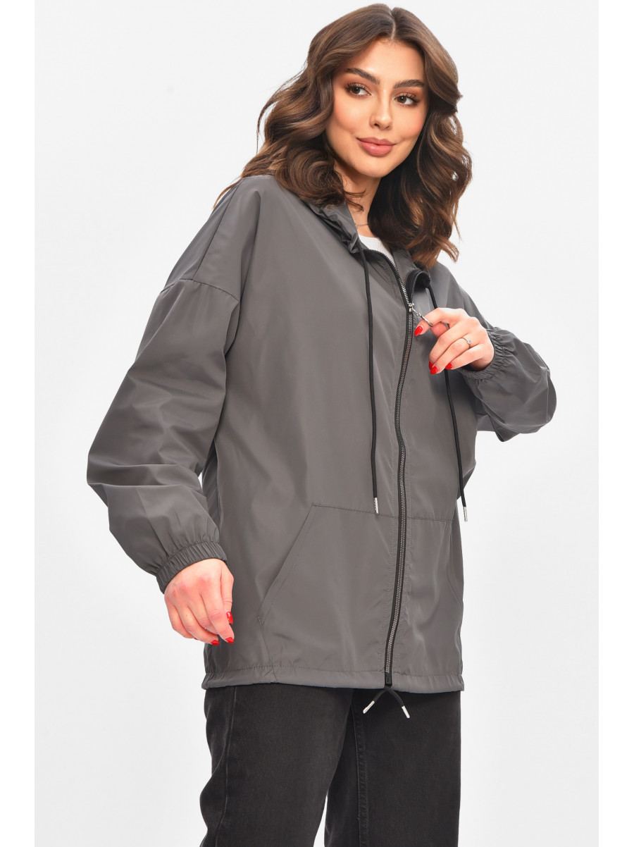 Ветровка женская однотонная серого цвета 1002 209022C