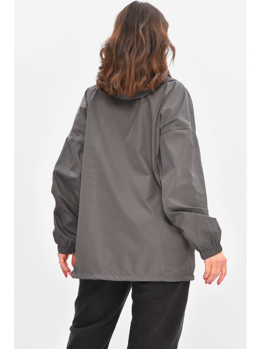 Ветровка женская однотонная серого цвета 1002 209022C