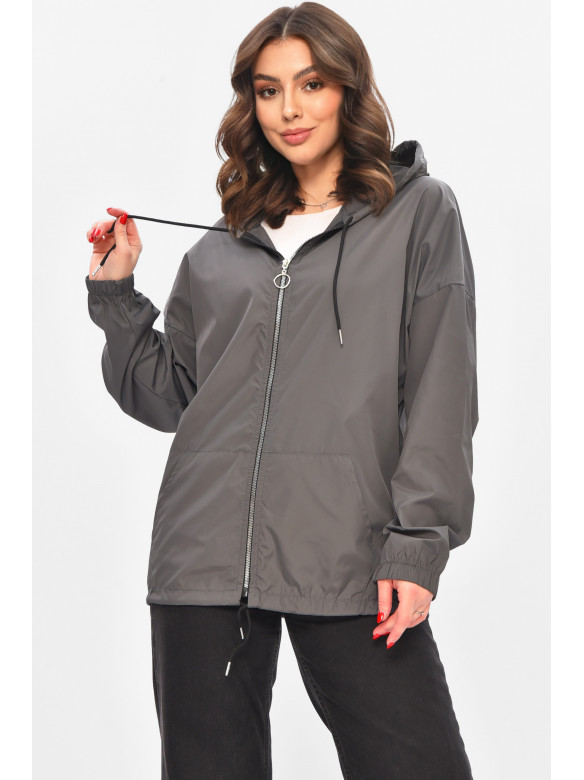 Ветровка женская однотонная серого цвета 1002 209023C