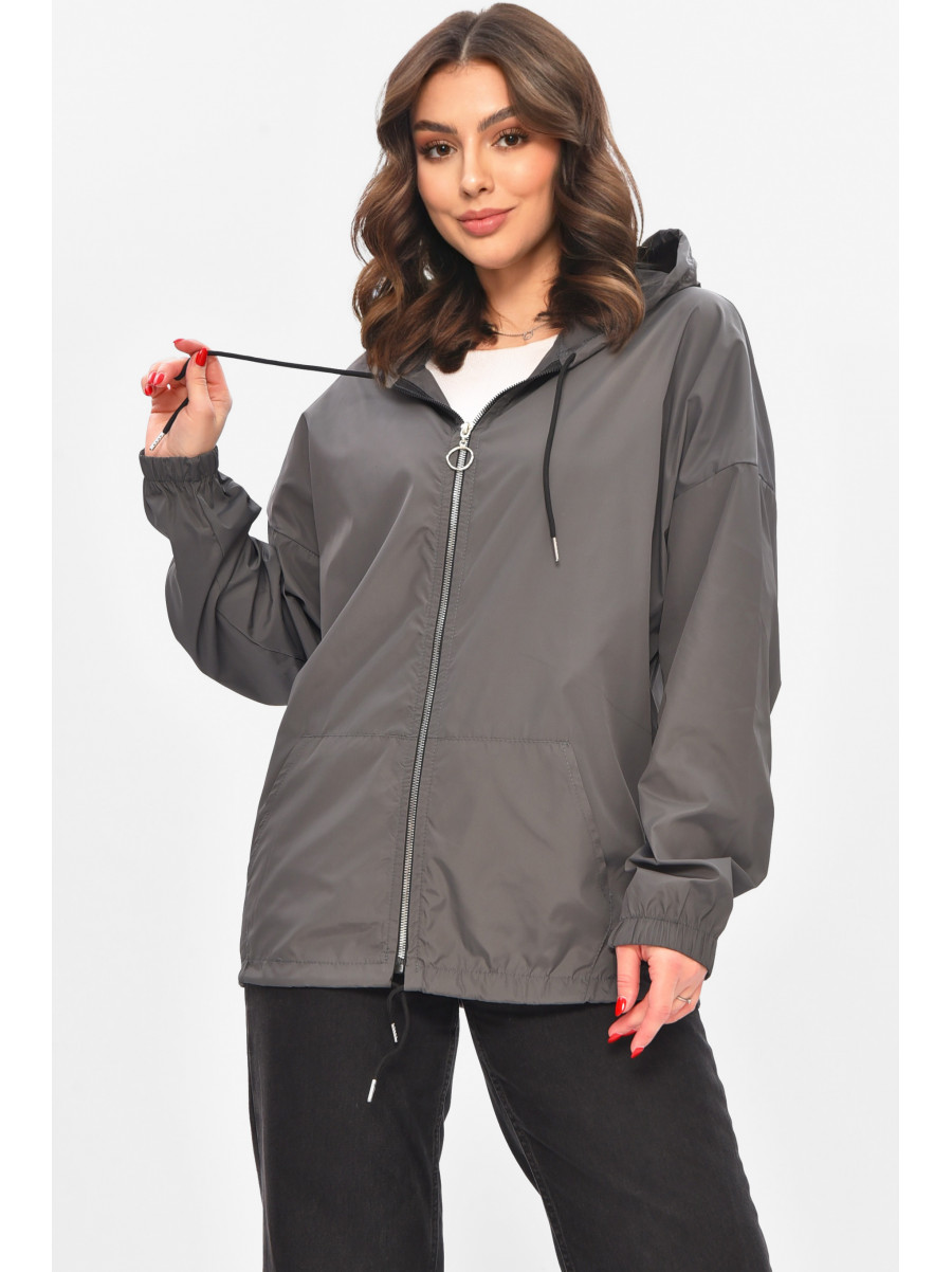 Ветровка женская однотонная серого цвета 1002 209023C