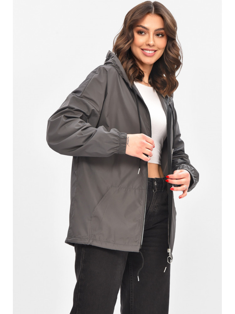 Ветровка женская однотонная серого цвета 1002 209023C