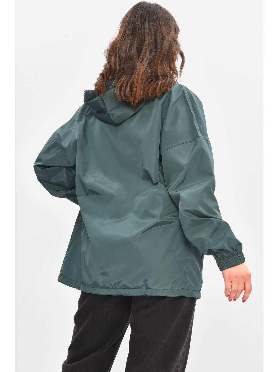 Вітровка жіноча однотонна зеленого кольору 1002 209024C