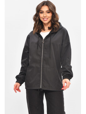 Вітровка жіноча однотонна чорного кольору 1002 209025C Вітровка жіноча однотонна чорного кольору 1002 209025C