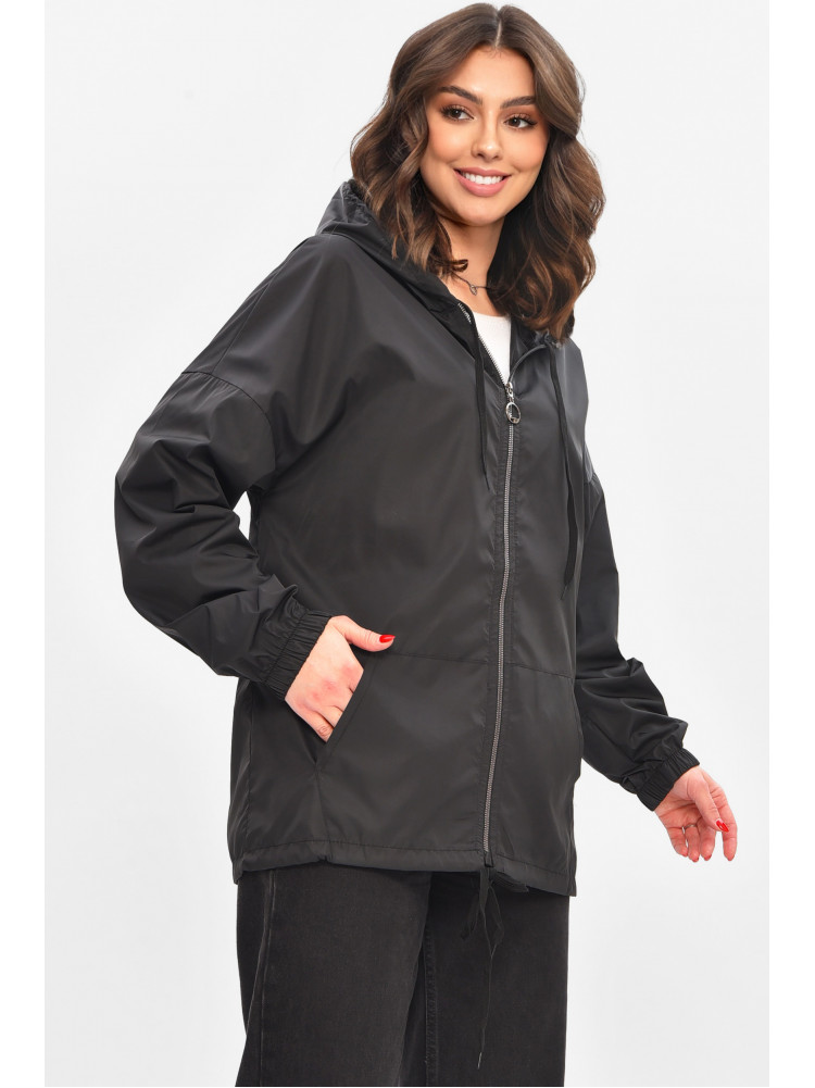 Вітровка жіноча однотонна чорного кольору 1002 209025C