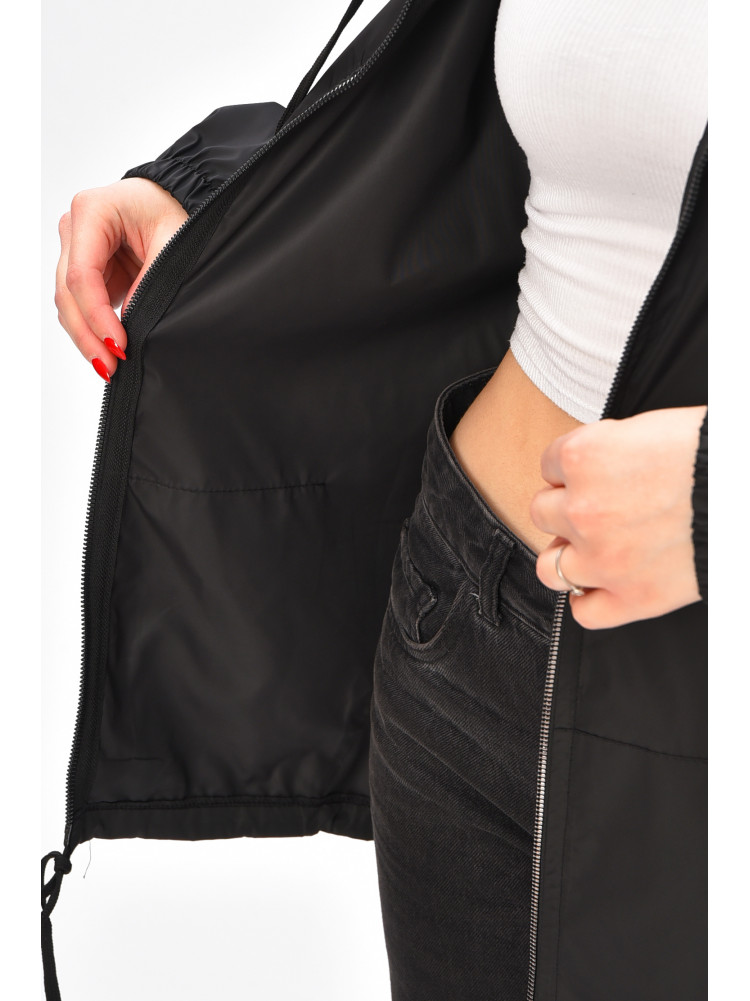 Вітровка жіноча однотонна чорного кольору 1002 209025C