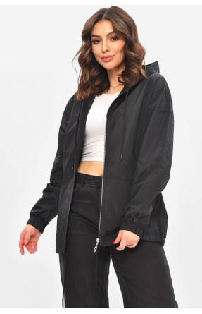 Ветровка женская однотонная черного цвета 1002 209026C Ветровка женская однотонная черного цвета 1002 209026C