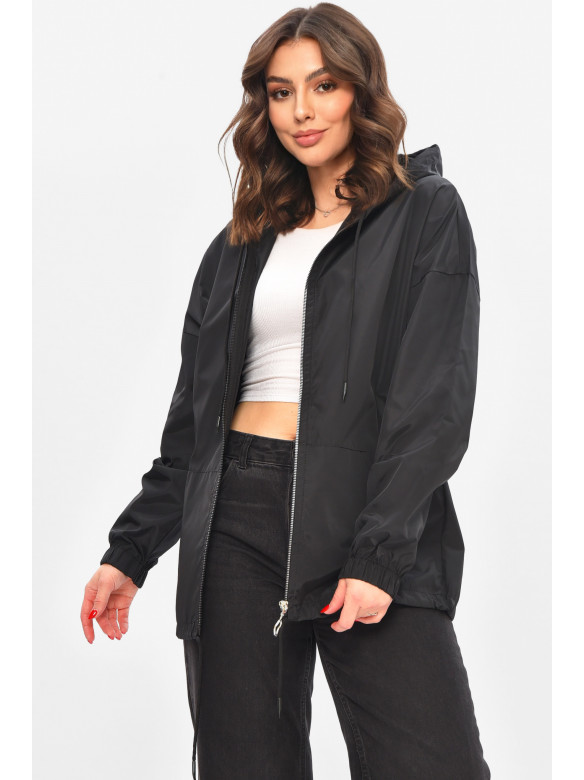 Вітровка жіноча однотонна чорного кольору 1002 209026C