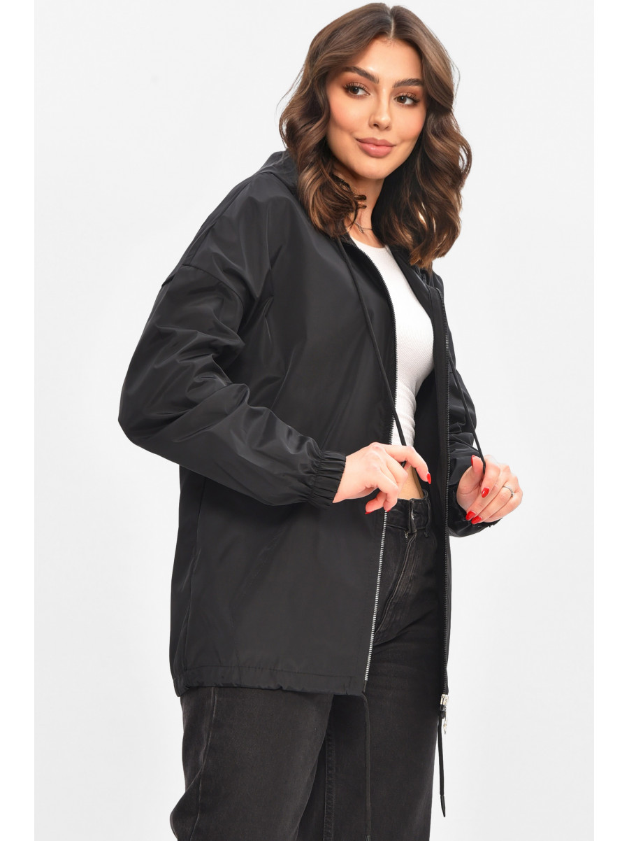 Вітровка жіноча однотонна чорного кольору 1002 209026C