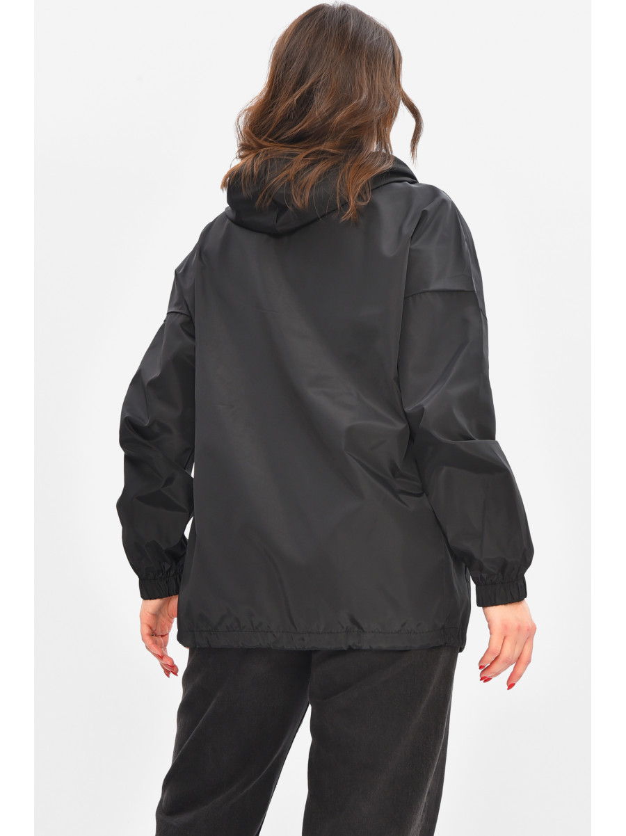 Вітровка жіноча однотонна чорного кольору 1002 209026C