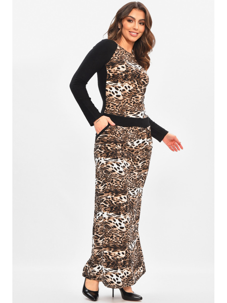 Платье женское черного цвета с принтом 8077 209028C