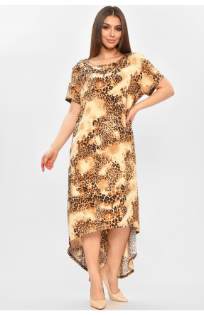 Платье женское полубатальное бежевого цвета с принтом 8262 209031C