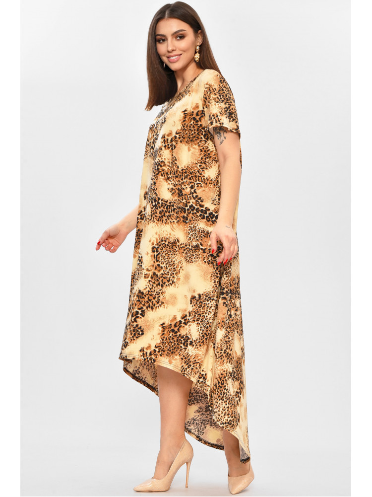 Платье женское полубатальное бежевого цвета с принтом 8262 209031C