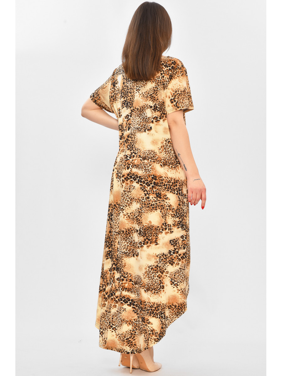 Платье женское полубатальное бежевого цвета с принтом 8262 209031C