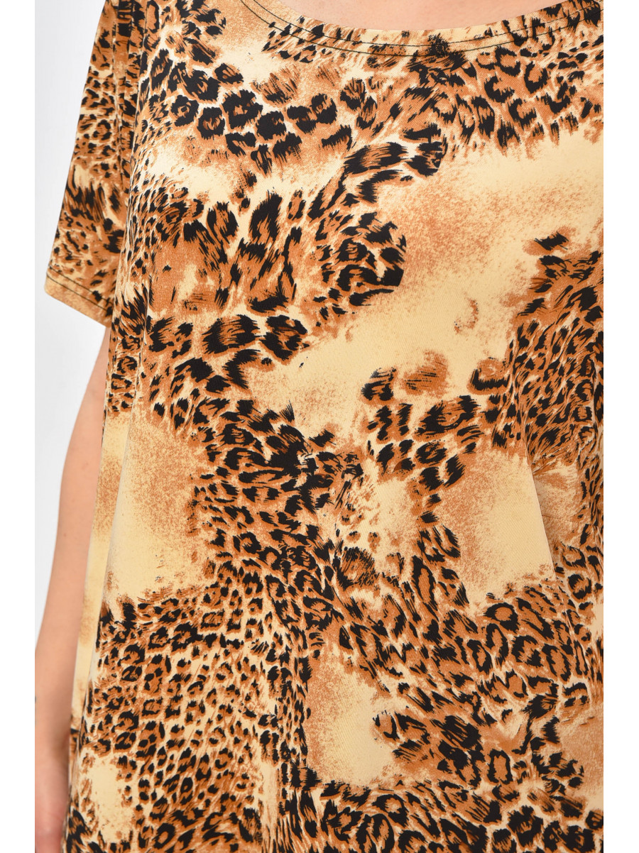 Платье женское полубатальное бежевого цвета с принтом 8262 209031C