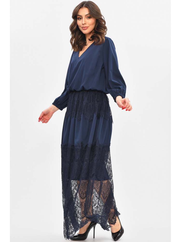 Сукня жіноча однотонна напівбатальна темно-синього кольору 8348 209032C