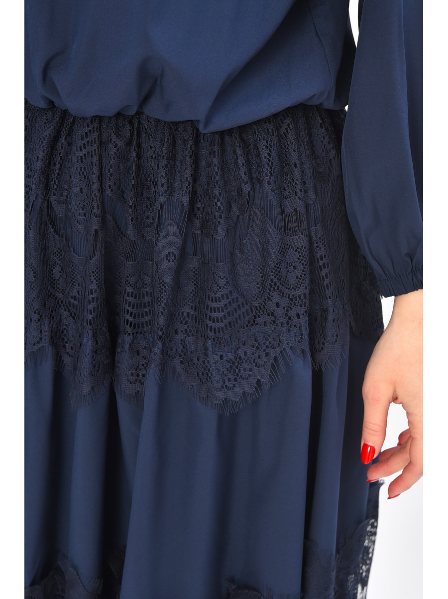 Сукня жіноча однотонна напівбатальна темно-синього кольору 8348 209032C