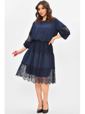 Платье женское однотонное тёмно-синего цвета 8337 209033C