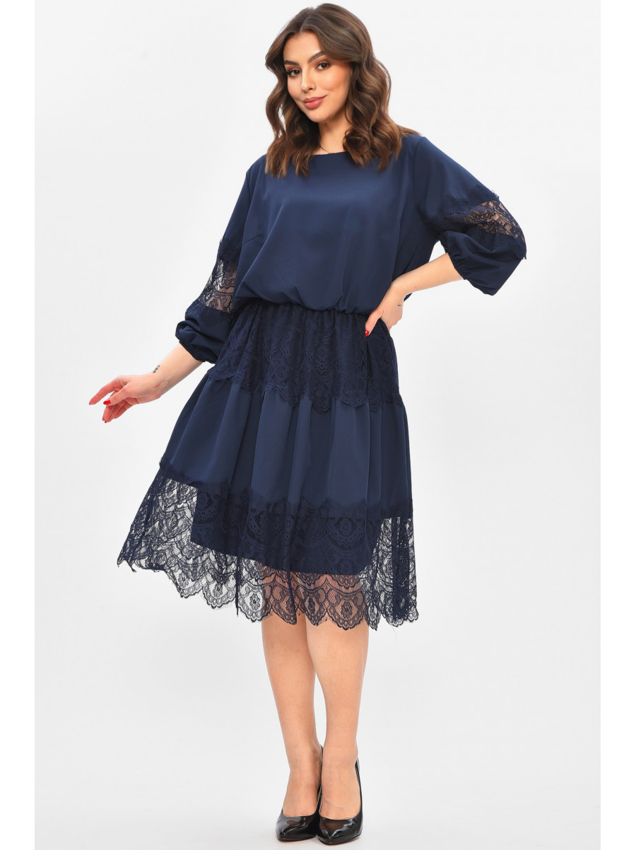 Платье женское однотонное тёмно-синего цвета 8337 209033C