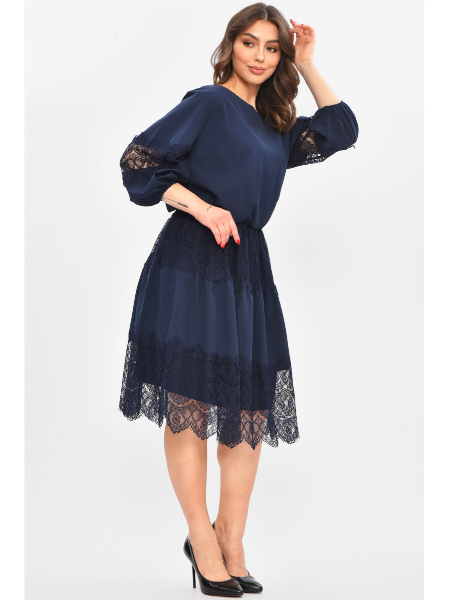 Платье женское однотонное тёмно-синего цвета 8337 209033C