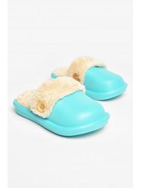 Тапочки детские бирюзового цвета на меху 5025-12 209034C Тапочки детские бирюзового цвета на меху 5025-12 209034C