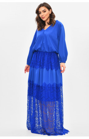 Платье женское однотонное полубатальное синего цвета 8348 209036C