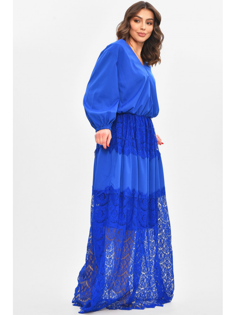 Платье женское однотонное полубатальное синего цвета 8348 209036C