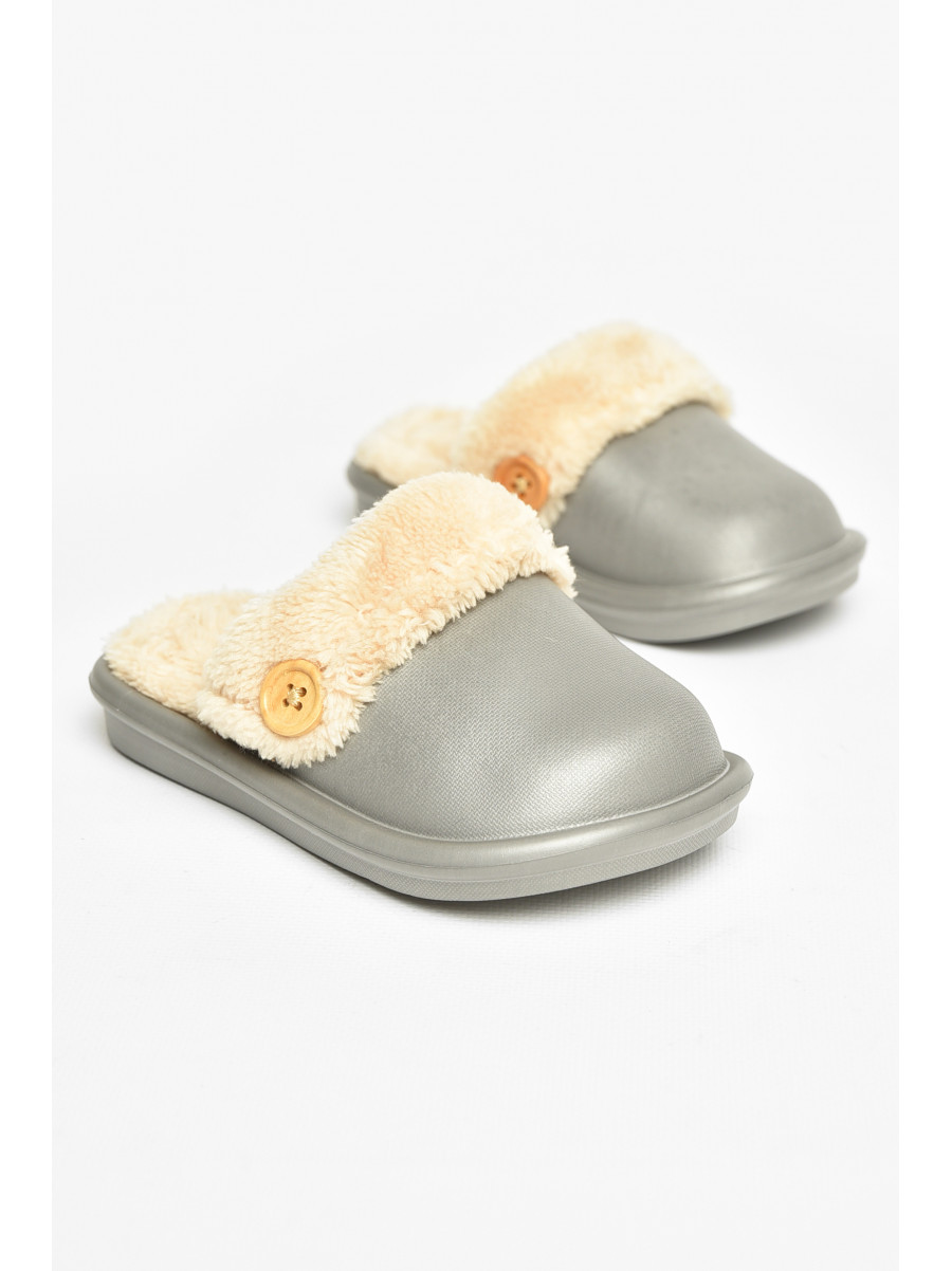 Тапочки детские серого цвета на меху 5025-3 209039C
