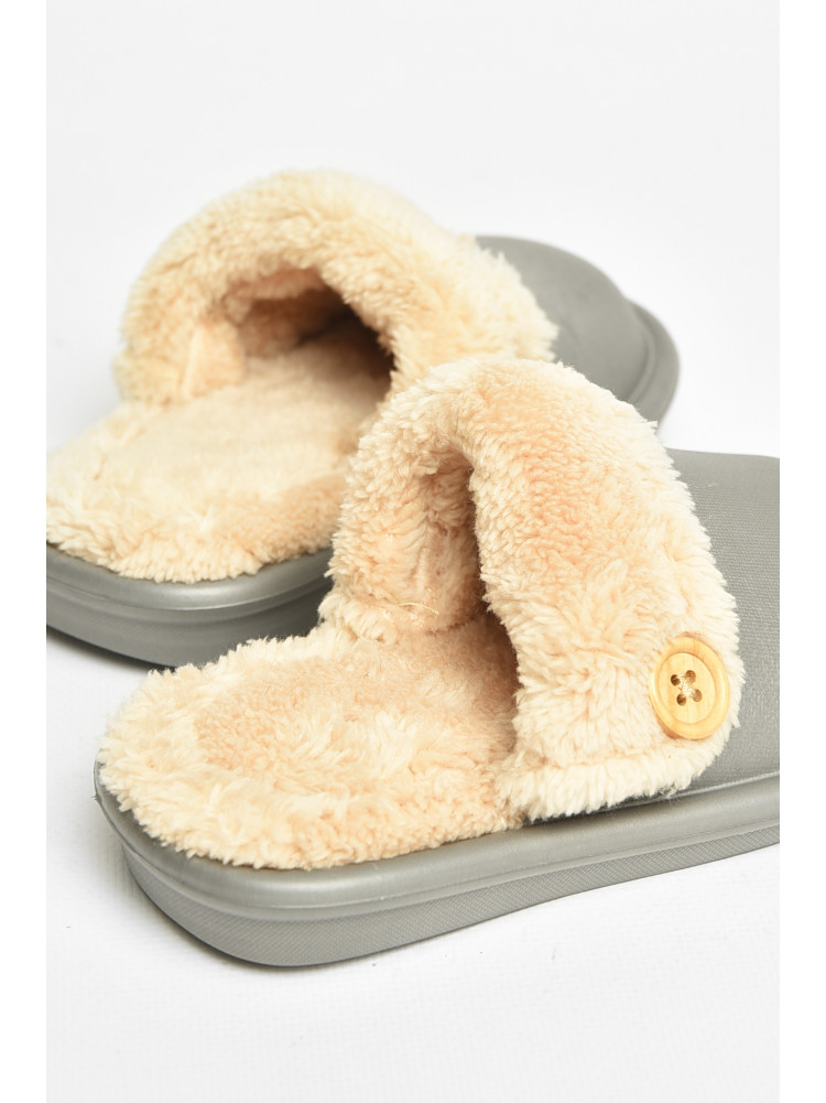 Тапочки детские серого цвета на меху 5025-3 209039C