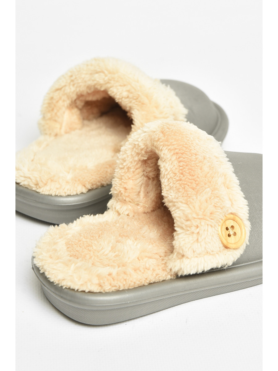 Тапочки детские серого цвета на меху 5025-3 209039C