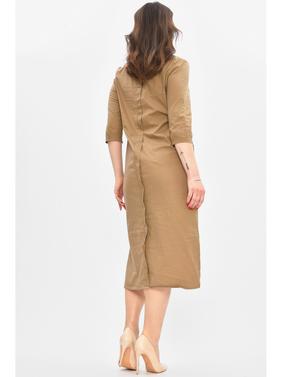 Платье женское однотонное бежевого цвета 209044C