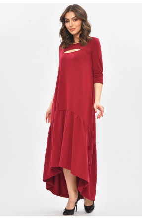 Платье женское полубатальное бордового цвета 8336 209045C
