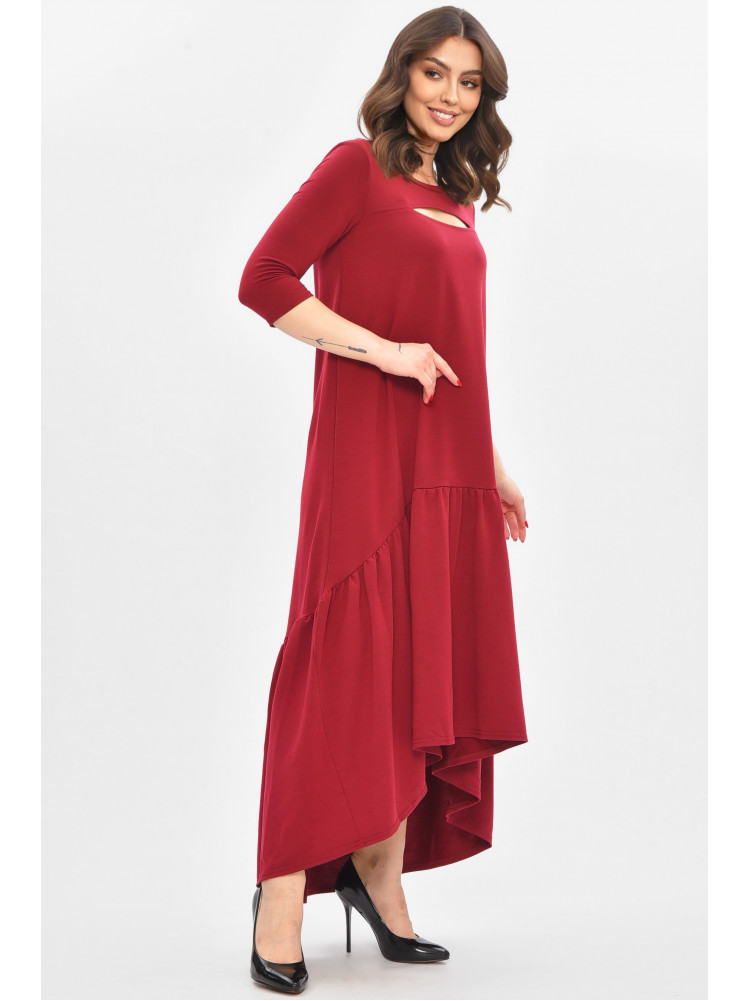 Платье женское полубатальное бордового цвета 8336 209045C