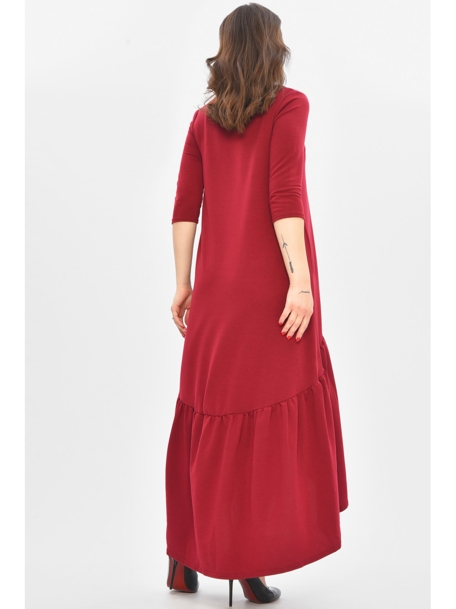 Платье женское полубатальное бордового цвета 8336 209045C