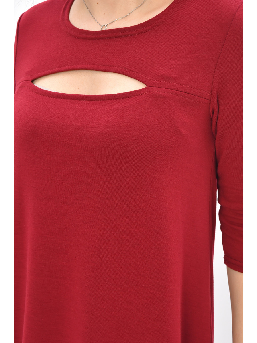 Платье женское полубатальное бордового цвета 8336 209045C