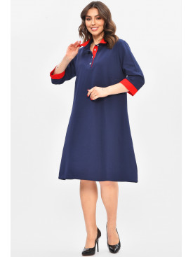 Платье женское полубатальное тёмно-синего цвета 8163 209047C