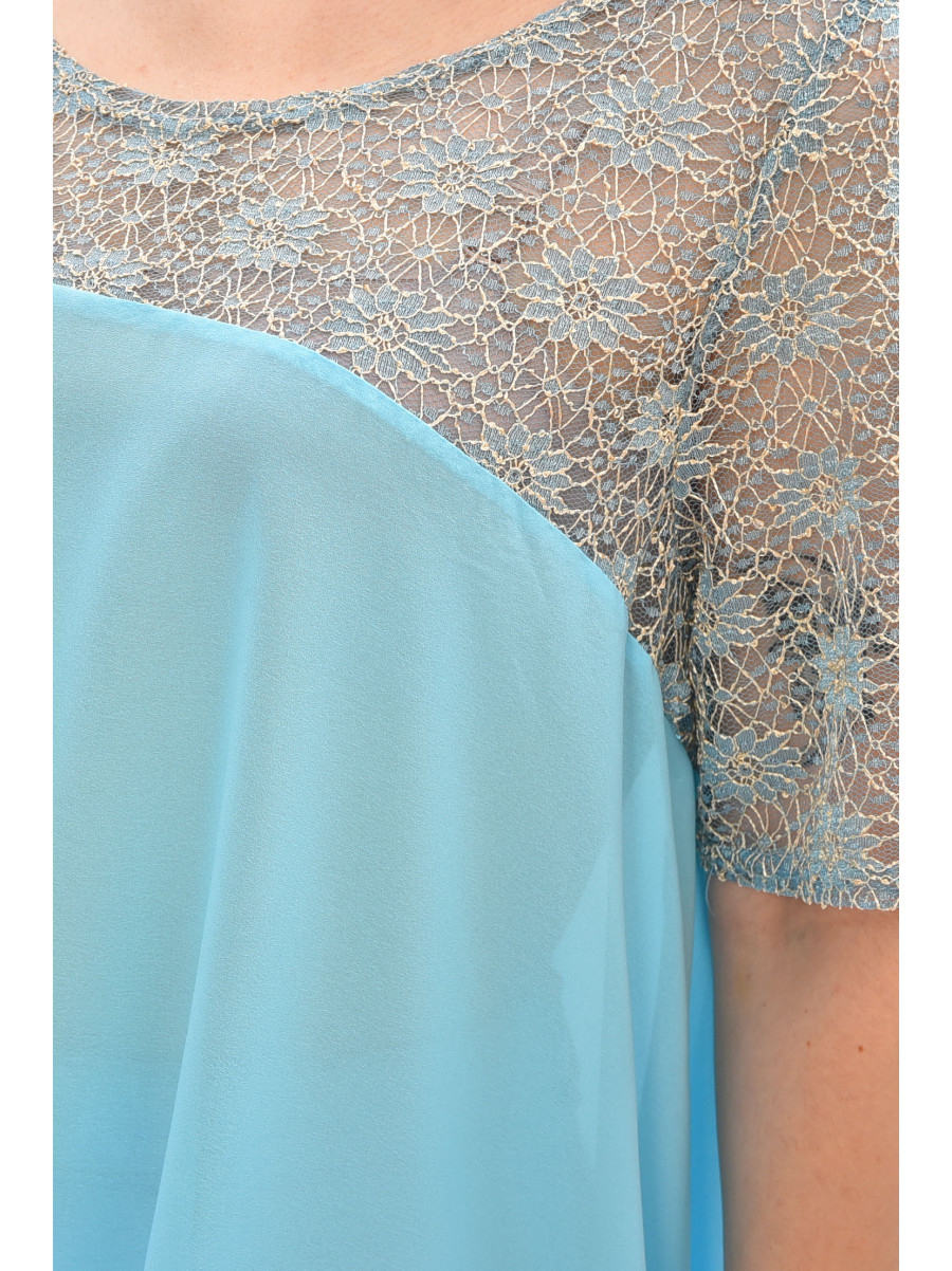 Блуза женская полубатальная голубого цвета цвета 8277 209049C