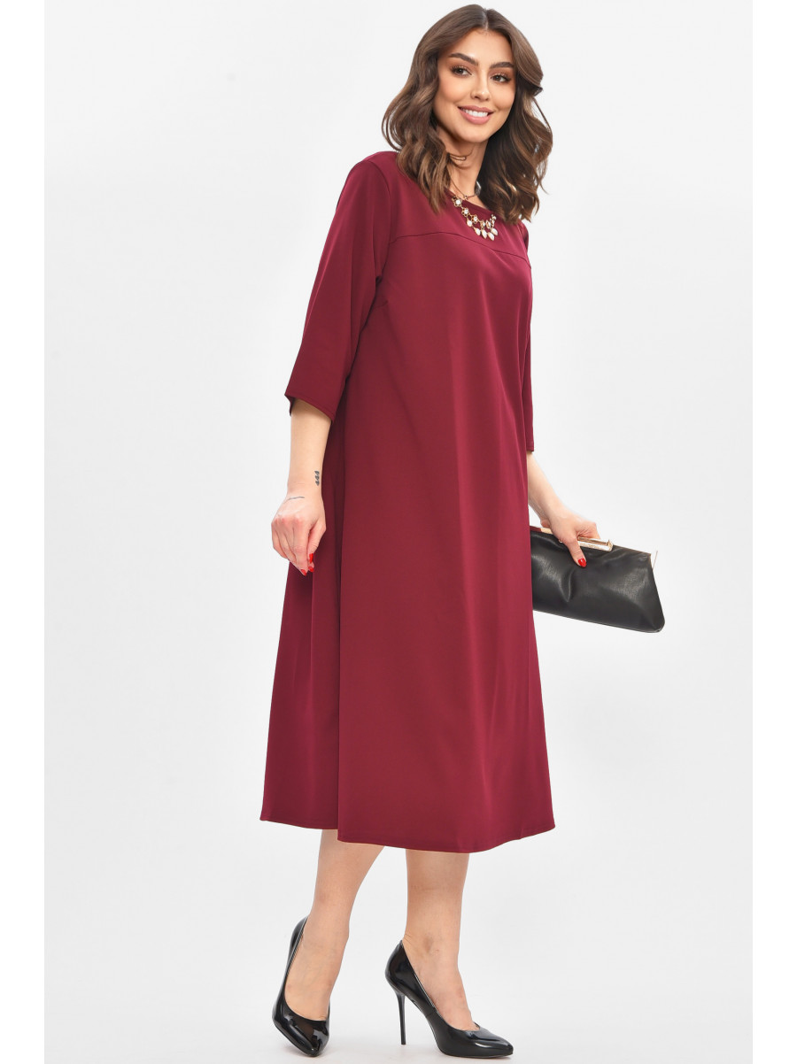 Платье женское полубатальное бордового цвета 8203 209050C