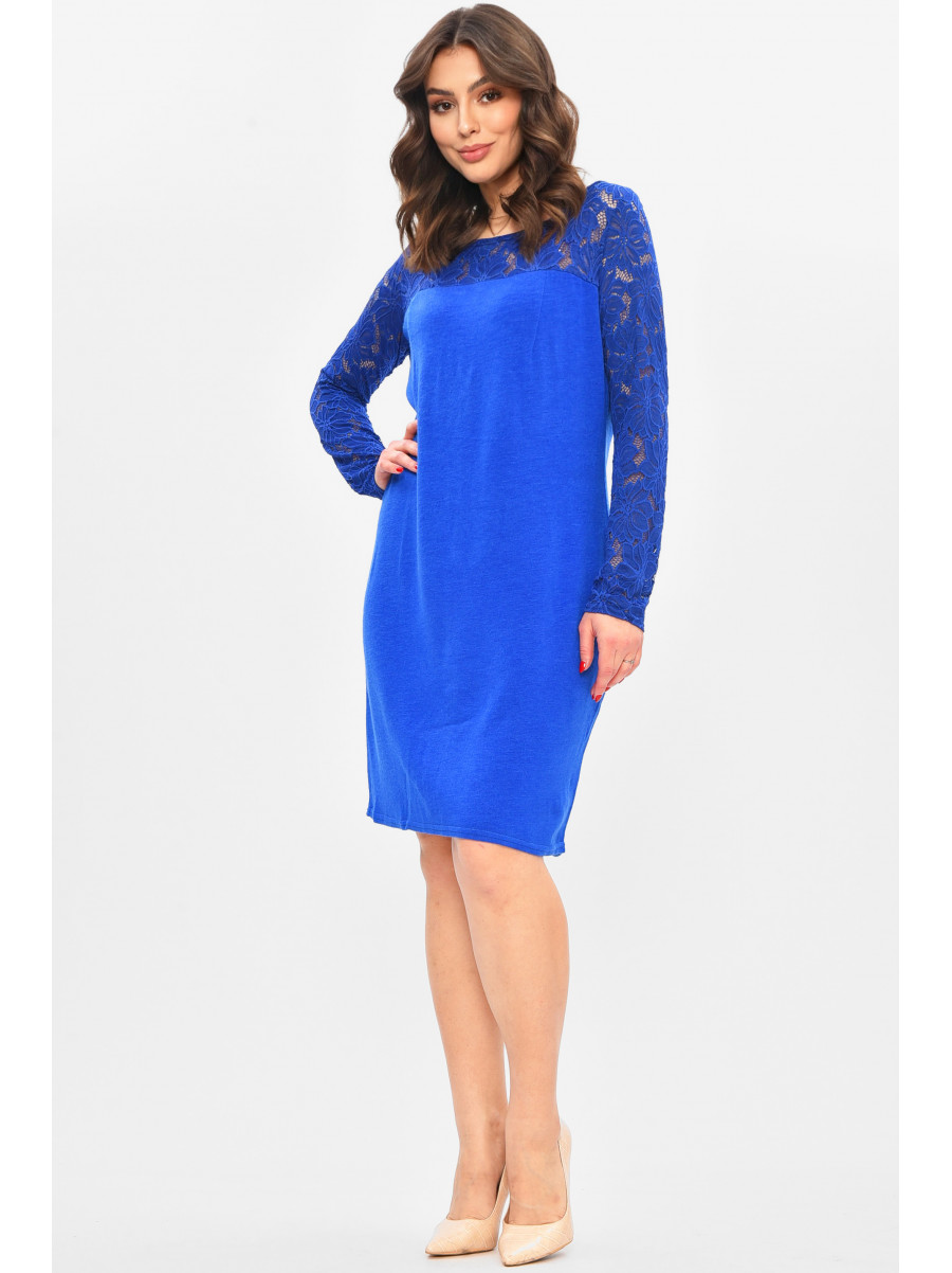 Платье женское однотонное синего цвета 8074 209051C