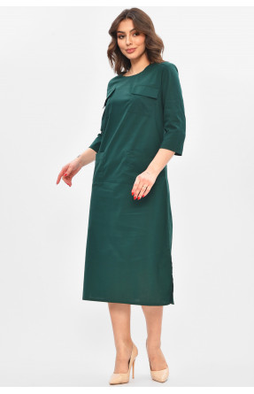Платье женское однотонное тёмно-зеленого цвета 209053C